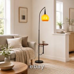 18 In Mid Century Floor Lamp With Table Adjustable Arc Standing Lamp Glass Shade