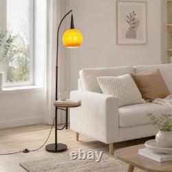 18 In Mid Century Floor Lamp With Table Adjustable Arc Standing Lamp Glass Shade