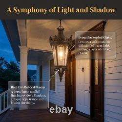 18 Vintage Crown Outdoor Pendant Light Bubble Glass Bronze Porch Patio Fixture