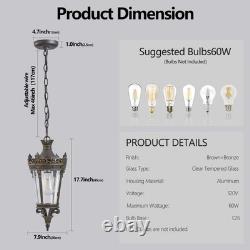 18 Vintage Crown Outdoor Pendant Light Bubble Glass Bronze Porch Patio Fixture