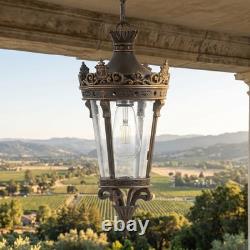 18 Vintage Crown Outdoor Pendant Light Bubble Glass Bronze Porch Patio Fixture