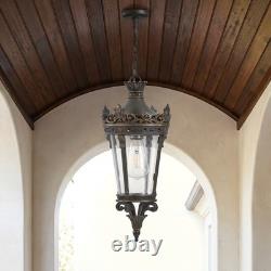 18 Vintage Crown Outdoor Pendant Light Bubble Glass Bronze Porch Patio Fixture