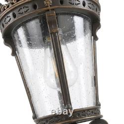 18 Vintage Crown Outdoor Pendant Light Bubble Glass Bronze Porch Patio Fixture