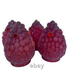 1800s Welsbach Ruby Vented Grape Cluster With Leaves Antique Light Globe
