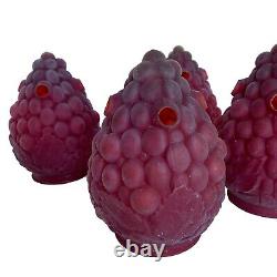 1800s Welsbach Ruby Vented Grape Cluster With Leaves Antique Light Globe