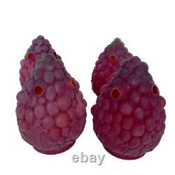 1800s Welsbach Ruby Vented Grape Cluster With Leaves Antique Light Globe