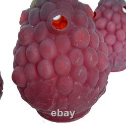 1800s Welsbach Ruby Vented Grape Cluster With Leaves Antique Light Globe