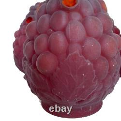 1800s Welsbach Ruby Vented Grape Cluster With Leaves Antique Light Globe