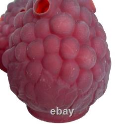 1800s Welsbach Ruby Vented Grape Cluster With Leaves Antique Light Globe