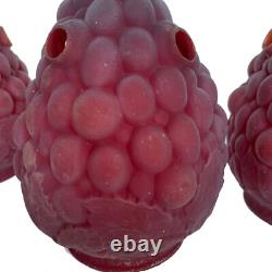 1800s Welsbach Ruby Vented Grape Cluster With Leaves Antique Light Globe