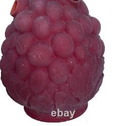 1800s Welsbach Ruby Vented Grape Cluster With Leaves Antique Light Globe