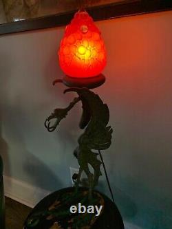 1800s Welsbach Ruby Vented Grape Cluster With Leaves Antique Light Globe