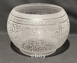 1870s Antique Blown Oil Gas Ball Aesthetic BIRDS Eastlake Acid Etched Lamp Shade