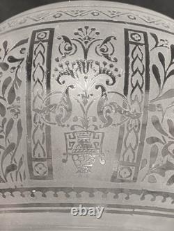 1870s Antique Blown Oil Gas Ball Aesthetic BIRDS Eastlake Acid Etched Lamp Shade