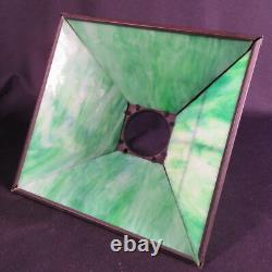 1900-1920 Green Granite Stained Slag Glass Early Electric Shade 3 1/4 Fitter