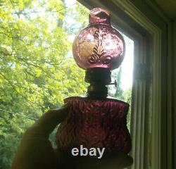 1903 Amethyst Glass Dugan Crocodile Tears Miniature Oil Lamp With Original Shade