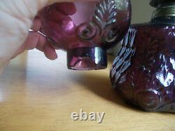 1903 Amethyst Glass Dugan Crocodile Tears Miniature Oil Lamp With Original Shade