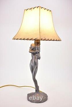 1920s Antique Vintage True Art Deco Nude Woman Girl Lamp Shade Frankart Style