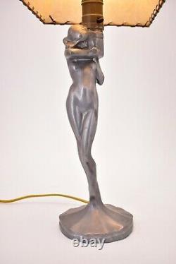 1920s Antique Vintage True Art Deco Nude Woman Girl Lamp Shade Frankart Style