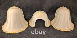 1930s Art Deco Art Glass Slip Shades Set of 3