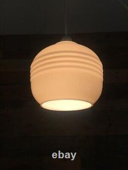 1930s Art Deco Pink Opaline Glass Pendant Light Odeon Ceiling Lamp Shade Vintage