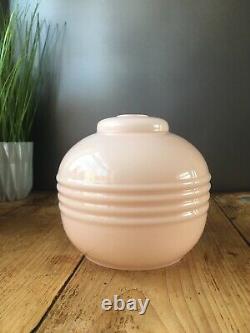 1930s Art Deco Pink Opaline Glass Pendant Light Odeon Ceiling Lamp Shade Vintage