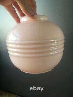 1930s Art Deco Pink Opaline Glass Pendant Light Odeon Ceiling Lamp Shade Vintage