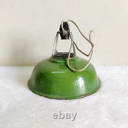 1940s Vintage Iron Enamel Green Electric Lamp Shade Old Lighting Collectible E2