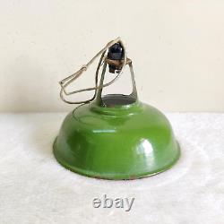 1940s Vintage Iron Enamel Green Electric Lamp Shade Old Lighting Collectible E2