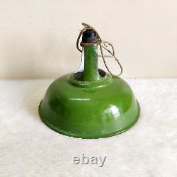 1940s Vintage Iron Enamel Green Electric Lamp Shade Old Lighting Collectible E2