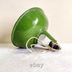 1940s Vintage Iron Enamel Green Electric Lamp Shade Old Lighting Collectible E2