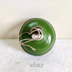 1940s Vintage Iron Enamel Green Electric Lamp Shade Old Lighting Collectible E2