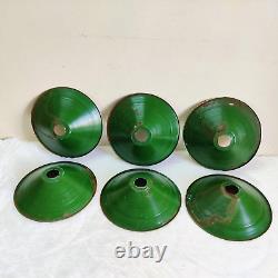 1950 Vintage Iron Green Paint Electric Lamp Shade Lighting Collectible 6 Pcs E12