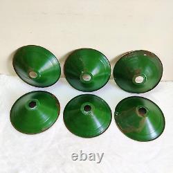 1950 Vintage Iron Green Paint Electric Lamp Shade Lighting Collectible 6 Pcs E12