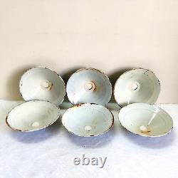 1950 Vintage Iron Green Paint Electric Lamp Shade Lighting Collectible 6 Pcs E12