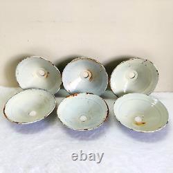 1950 Vintage Iron Green Paint Electric Lamp Shade Lighting Collectible 6 Pcs E12