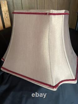 1950 vintage rare lamp shade, gold and royal red ribbon trim large