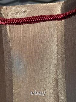 1950 vintage rare lamp shade, gold and royal red ribbon trim large