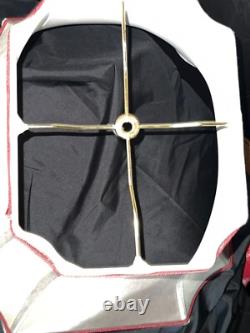 1950 vintage rare lamp shade, gold and royal red ribbon trim large