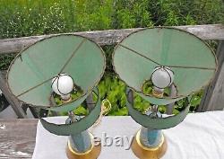 1950s Mid Century Modern table Lamps atomic fiberglass shades RARE matched pair