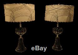 1950s PAIR Vintage Atomic Mid Century Lamps With orig. Fiberglass Shades