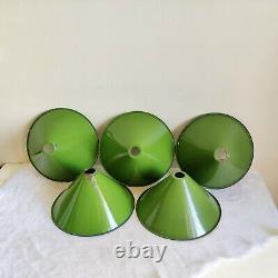 1950s Vintage Iron Enamel Green Electric Lamp Shade Decorative Lighting 5A