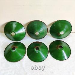 1950s Vintage Iron Green Paint Electric Lamp Shade Lighting Collectible 6 Pcs E9