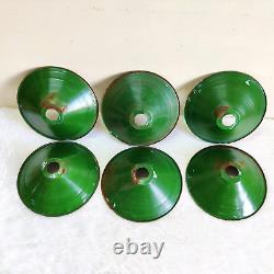 1950s Vintage Iron Green Paint Electric Lamp Shade Lighting Collectible 6 Pcs E9