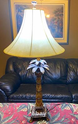 1980s Vintage Coastal Boho Chic Hollywood Regency Palm Tree Lamp. 33 inches tall
