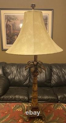 1980s Vintage Coastal Boho Chic Hollywood Regency Palm Tree Lamp. 33 inches tall