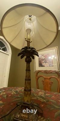 1980s Vintage Coastal Boho Chic Hollywood Regency Palm Tree Lamp. 33 inches tall