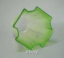 19c. Antique French Frosted Galss Oil Lamp Shade Cone Acid Etches Frosted Green