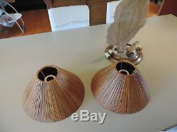 2 Abat Jour Rotin Osier Era Audoux Minet Vintage Rattan 2 Shades Lamp Light