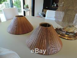 2 Abat Jour Rotin Osier Era Audoux Minet Vintage Rattan 2 Shades Lamp Light